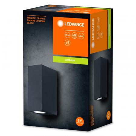 LEDVANCE Wandleuchte Endura Classic Square Up & Down in Schwarz aus Aluminium